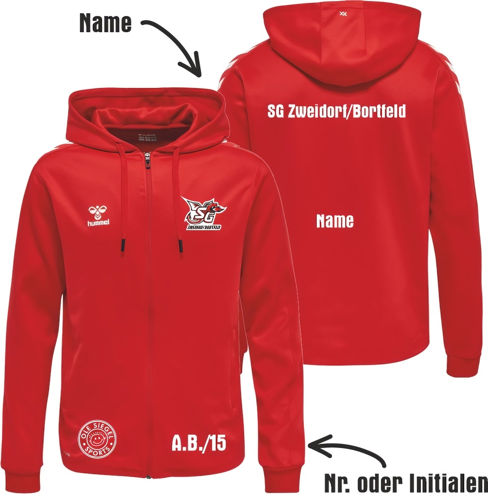 SGZweidorfBortfeldKinderHummelhmlCore20PolyZipHoodieSweatKids230854TrueRed-116-ca6Jahre