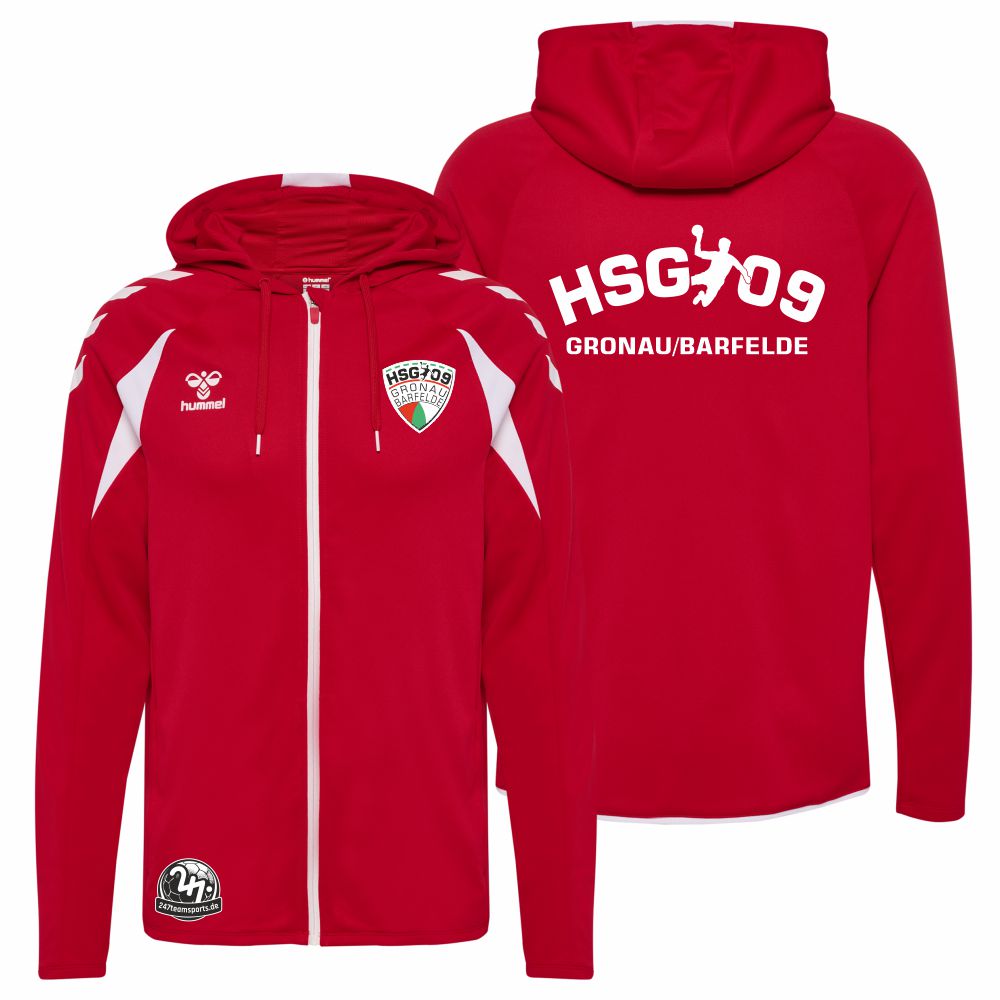 HSG09GronauBarfeldeHummelhmlCORE20PolyZipHoodieTrueRedWhite-XS
