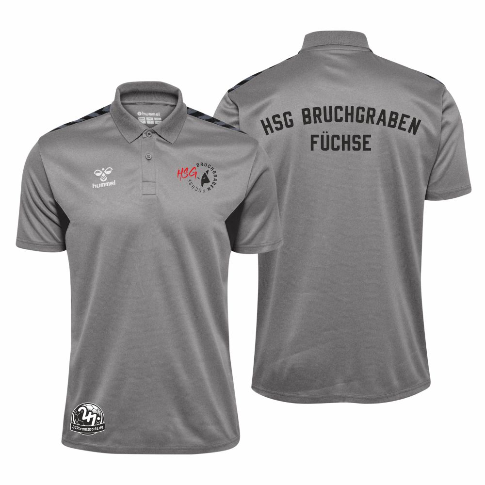HSGBruchgrabenFchseHummelhmlAuthenticPLFunctionalPoloUnisex219991GreyMelange-XL
