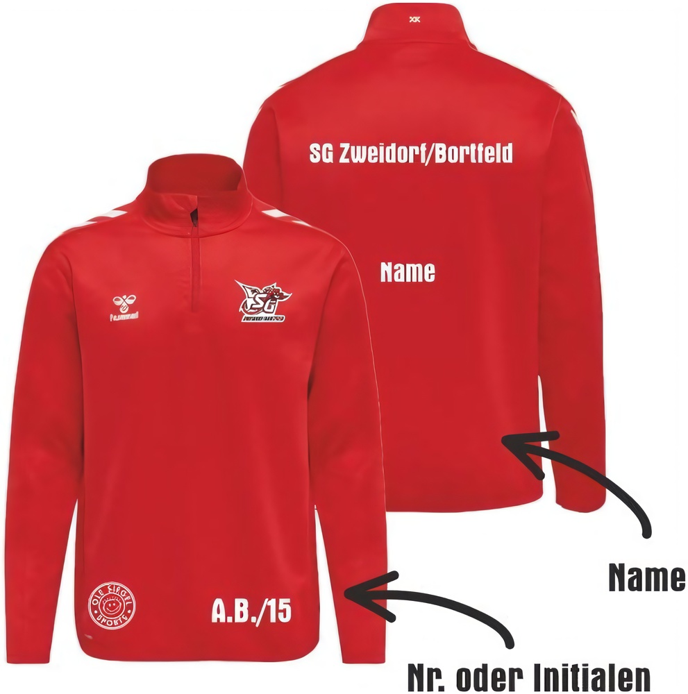 SGZweidorfBortfeldKinderHummelhmlCore20PolyHalfZipSweatKids230833TrueRed-116-ca6Jahre
