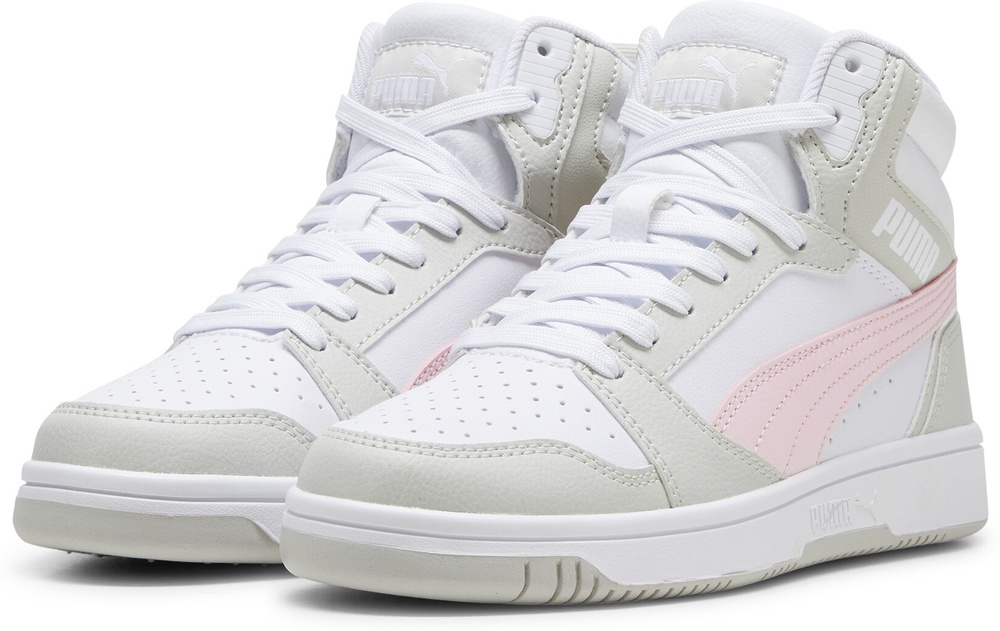 PumaKinderSchuheMidReboundV6MidJr393831PumaWhite-FrostyPink-SedateGray-36