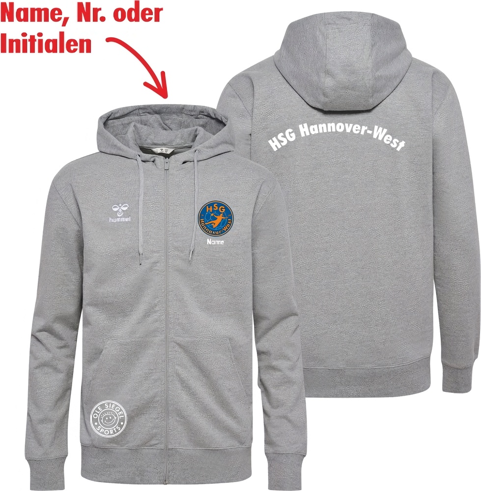 HSGHannover-WestHummelhmlGO20CottonZipHoodieUnisex224837GreyMelange-XXL