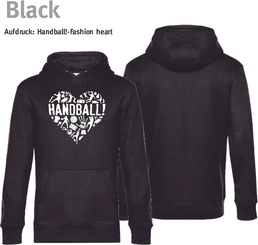 HandballFashionHoodieHeartWU02KBlackPure-XS