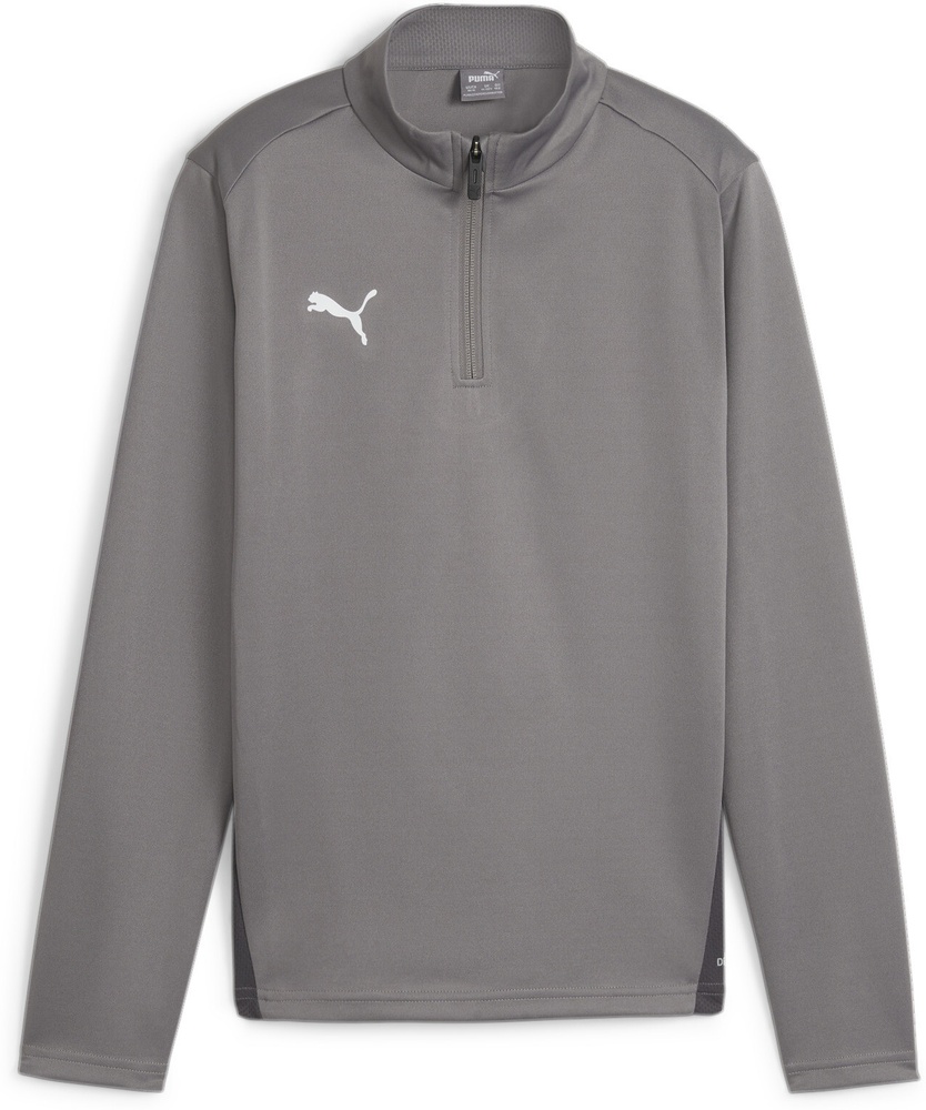 PumaKinderShirtTeamGoalTraining14ZipTopJr658632CastIron-PumaWhite-ShadowGray-140