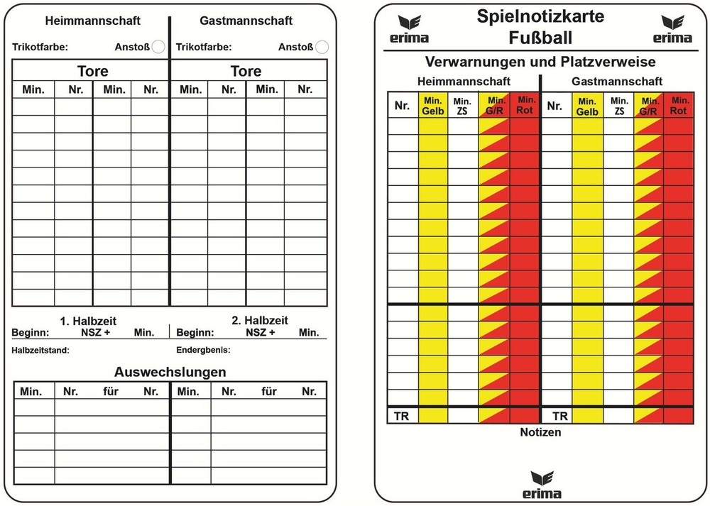 ErimaSchiedsrichter-SetSpielnotizkartenFussballF3571