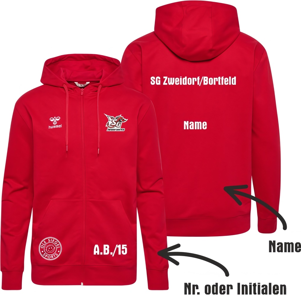 SGZweidorfBortfeldHummelhmlGO20CottonZipHoodieUnisex224837TrueRed-XXL