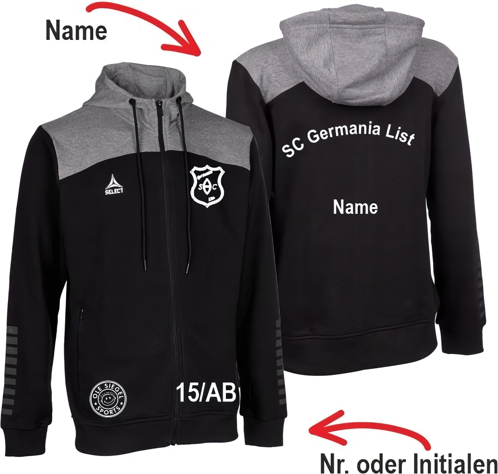 SCGermaniaListSelectOxfordKapuzenSweatjackeUnisex630038SchwarzGrau-XXL