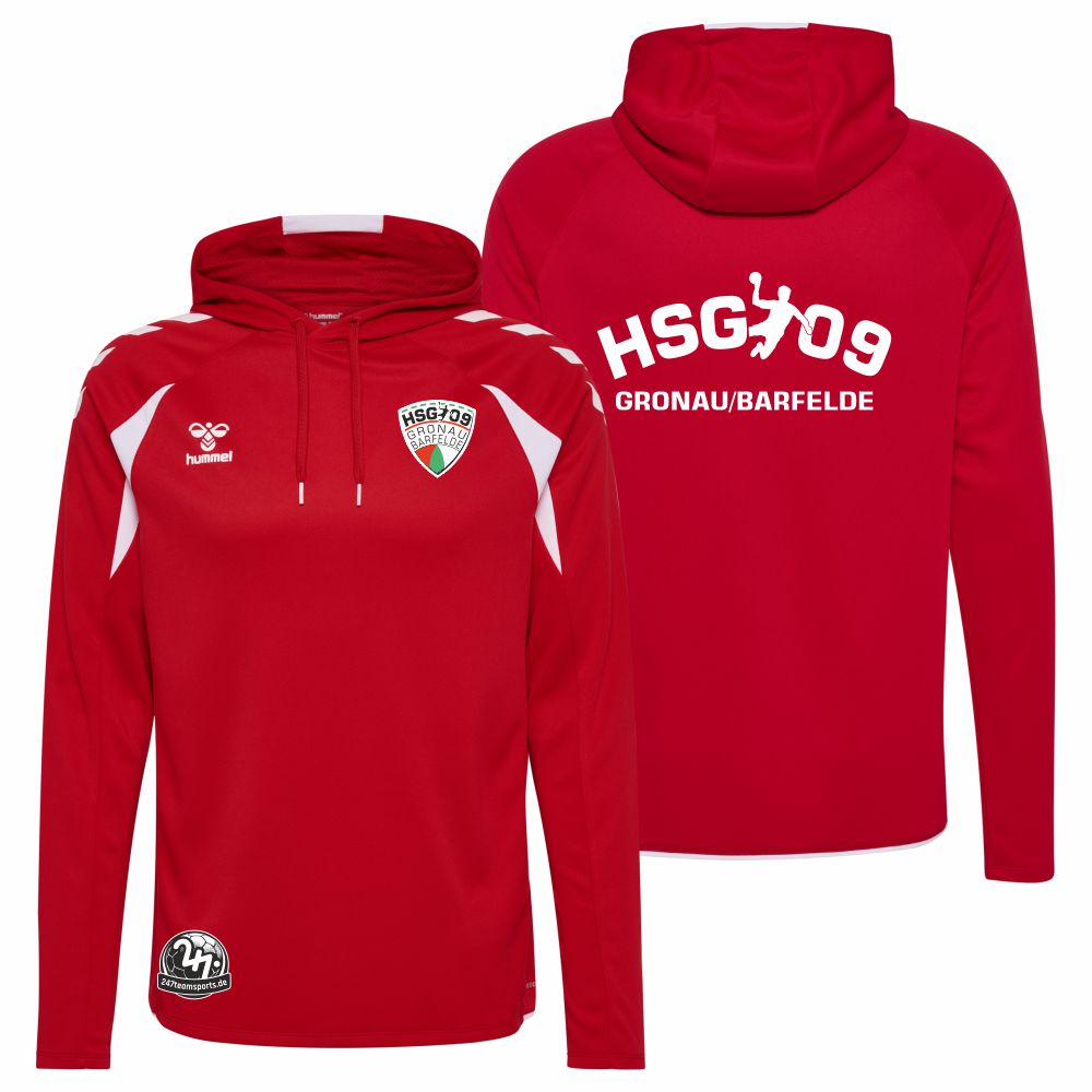 HSG09GronauBarfeldeHummelhmlCORE20PolyHoodieTrueRedWhite-XS