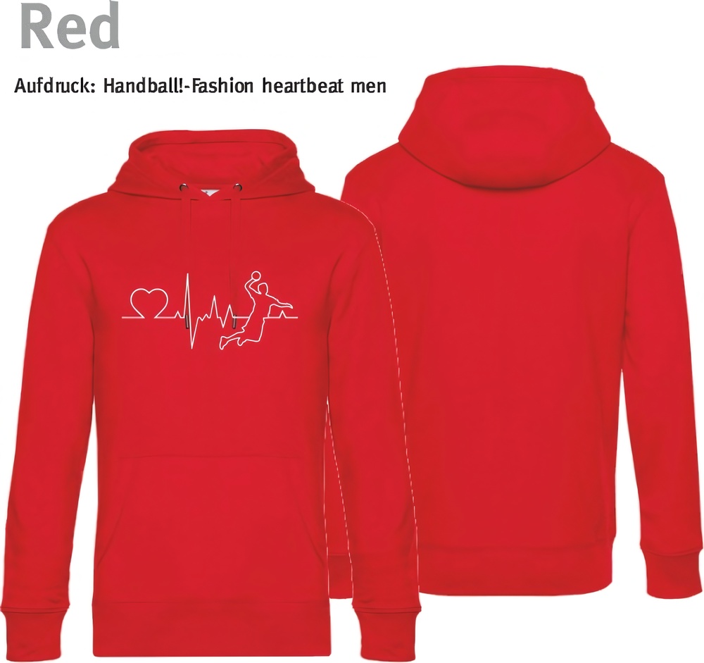 HandballFashionHoodieHeartbeatMenWU02KRed-XS